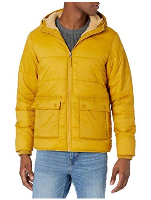 Amazon Essentials Men's Long-Sleeve Water-Resistant Sherpa-Lined Puffer Jacket