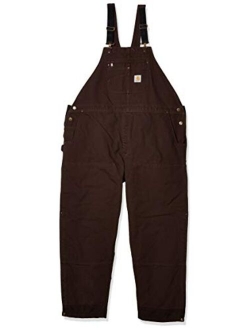 mens Loose Fit Washed Duck Insulated Bib Overall