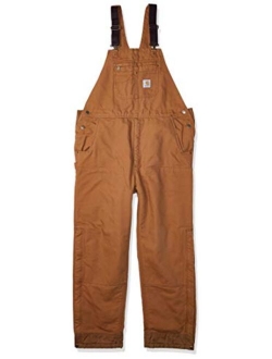 mens Loose Fit Washed Duck Insulated Bib Overall