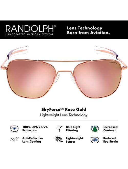 Randolph USA | Gold Classic Aviator Sunglasses for Men or Women 100% UV