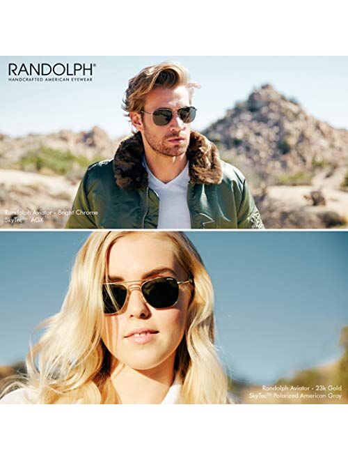 Randolph USA | Gold Classic Aviator Sunglasses for Men or Women 100% UV