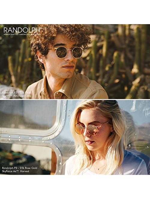 Randolph USA | P3 Vintage Round Sunglasses for Men or Women 100% UV