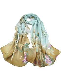 LMVERNA Birds Printed Scarf Women's Floral Scarves Chiffon Scarves Popular Shawls