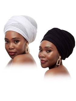 EVQ Jersey Hijab Scarf for Women Stretch Head Wrap Turban Long Hair Scarf Wrap Solid Color Soft HeadBand