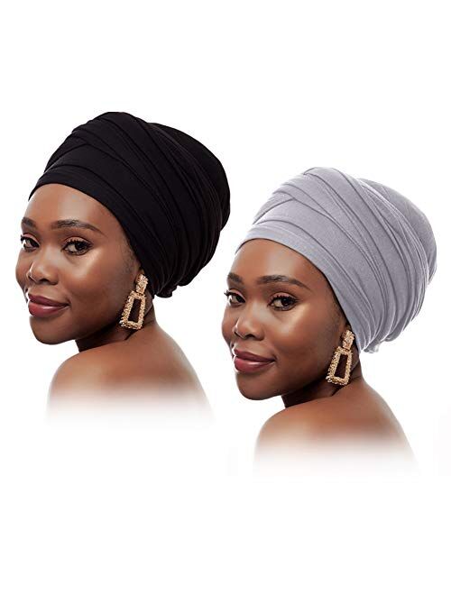 EVQ Jersey Hijab Scarf for Women Stretch Head Wrap Turban Long Hair Scarf Wrap Solid Color Soft HeadBand