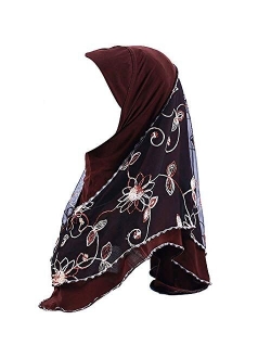 Adela Women Lightweight Scarf Muslim Turban Hijab Cap Long Scarf Wrap Shawl