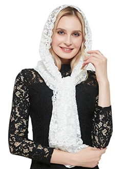 Eyelash Lace Vintage Floral Lace Scarf Lace Chapel Veil Mantilla Infinity Latin Mass S04