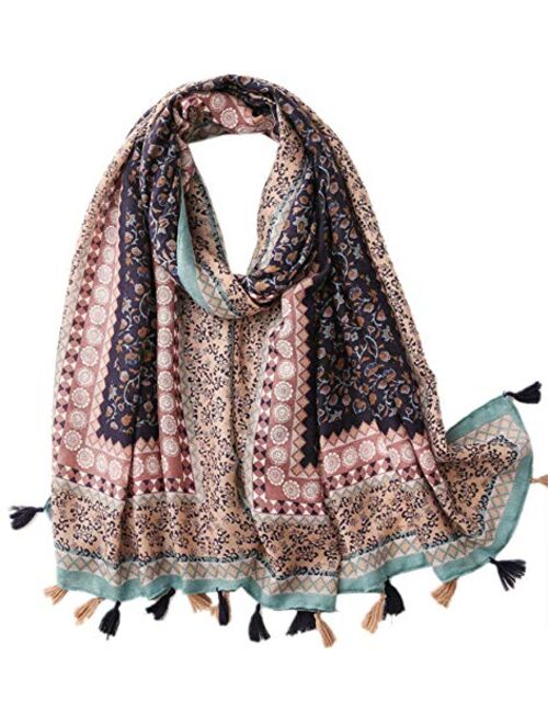 Women's Printed Boho Bohemian Lightweight Scarf Wrap Sheer Shawl