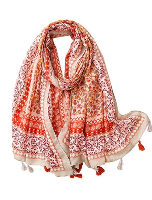 Women's Printed Boho Bohemian Lightweight Scarf Wrap Sheer Shawl