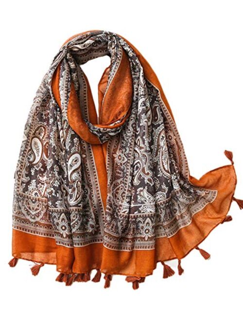 Women's Printed Boho Bohemian Lightweight Scarf Wrap Sheer Shawl