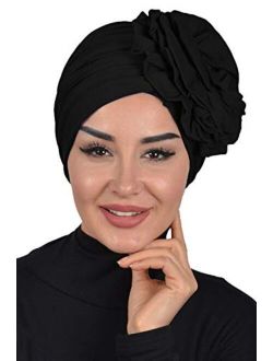 Instant Turban Cotton Scarf Head Wrap Scarfs For Women Hat Rose Detail