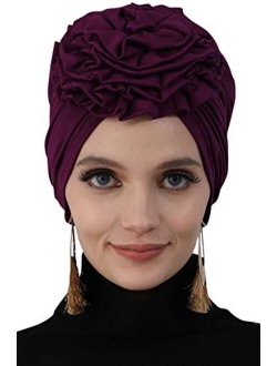 Instant Turban Cotton Scarf Head Wrap Scarfs For Women Hat Rose Detail