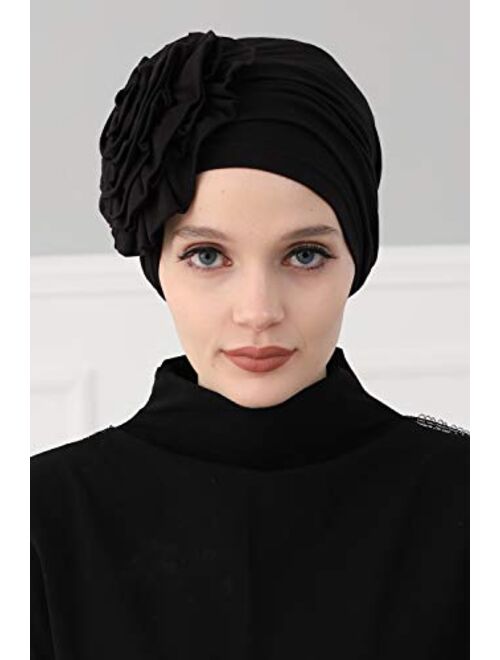 Instant Turban Cotton Scarf Head Wrap Scarfs For Women Hat Rose Detail