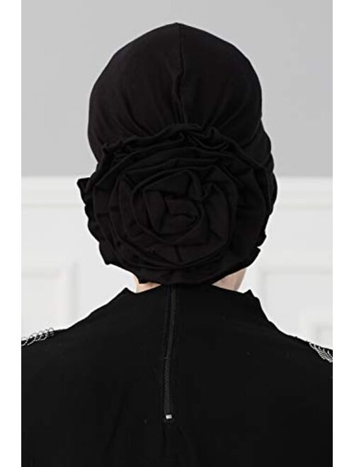 Instant Turban Cotton Scarf Head Wrap Scarfs For Women Hat Rose Detail