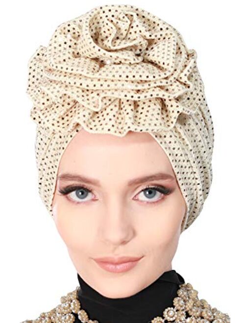 Instant Turban Cotton Scarf Head Wrap Scarfs For Women Hat Rose Detail