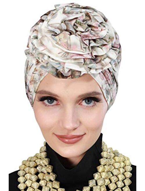 Instant Turban Cotton Scarf Head Wrap Scarfs For Women Hat Rose Detail