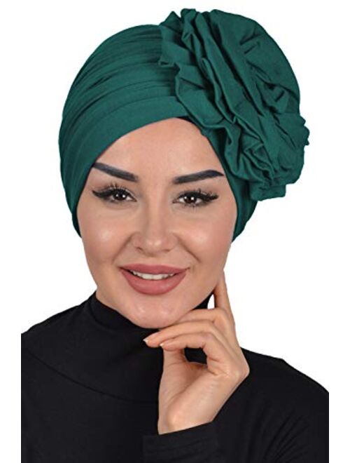 Instant Turban Cotton Scarf Head Wrap Scarfs For Women Hat Rose Detail