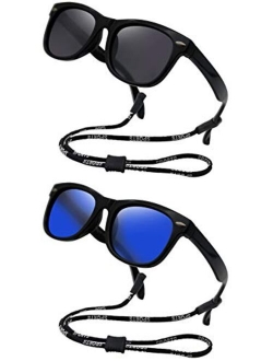 Kids Flexible Polarized Sunglasses for Boys Girls Age 3-10 with Straps