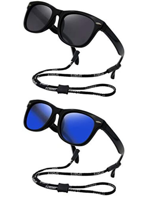 Kids Flexible Polarized Sunglasses for Boys Girls Age 3-10 with Straps