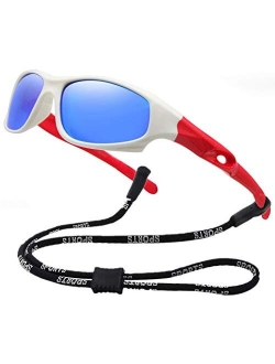 Kids Bendable Polarized Sunglasses for Boys Girls Age 3-10 with Strap