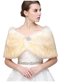 Sarahbridal Women's Shawl Wrap Faux Fur Scarf Stoles for Wedding Dresses