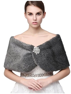 Sarahbridal Women's Shawl Wrap Faux Fur Scarf Stoles for Wedding Dresses