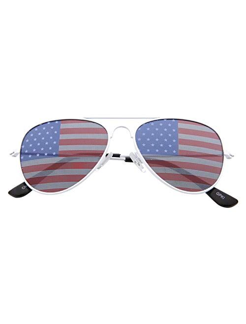 grinderPUNCH KIDS Children's American Flag Aviator Sunglasses