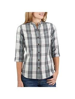 Women's Regular Relaxed Fit 3/4 Sleeve Plaid Shirt