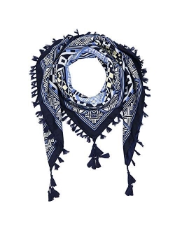 Uainhrt Women Tassel Scarf Cotton 43"×43" Large Square Shawl and Wraps,Versatile Gift Fringe Boho Shawl