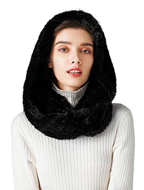 Bellady Women's Soft Faux Fur Infinity Scarf & Infinity Hood Scarf Head Scarf Wrap