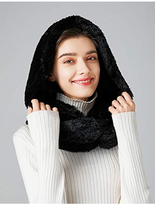 Bellady Women's Soft Faux Fur Infinity Scarf & Infinity Hood Scarf Head Scarf Wrap