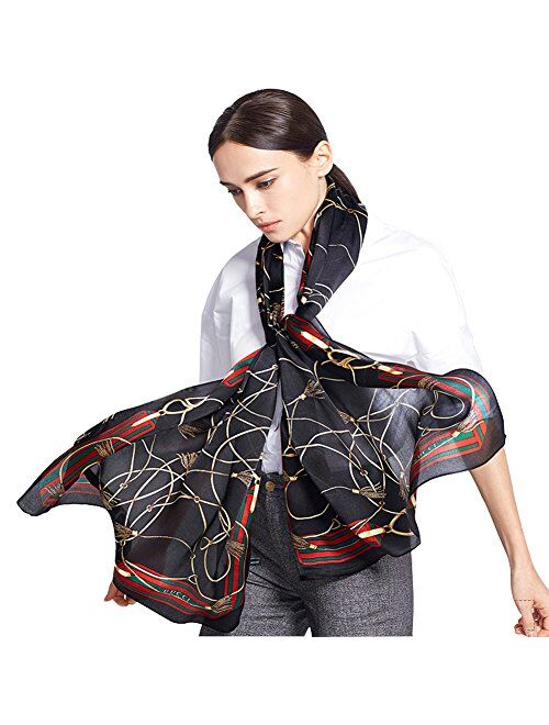 Women's Silk Feeling Scarf Oversized Shawl Wrap Accessories for Party and Travel