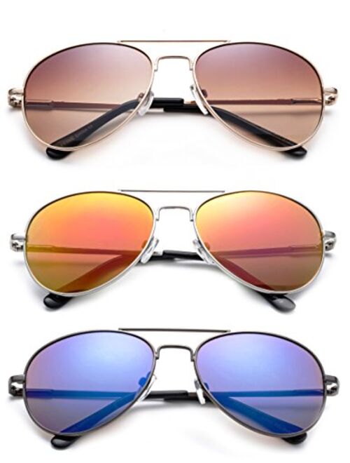 Newbee Fashion - Kyra Kids Popular Aviator Flash/Mirrored Fashion Aviator Kids Sunglasses with Spring Hinges