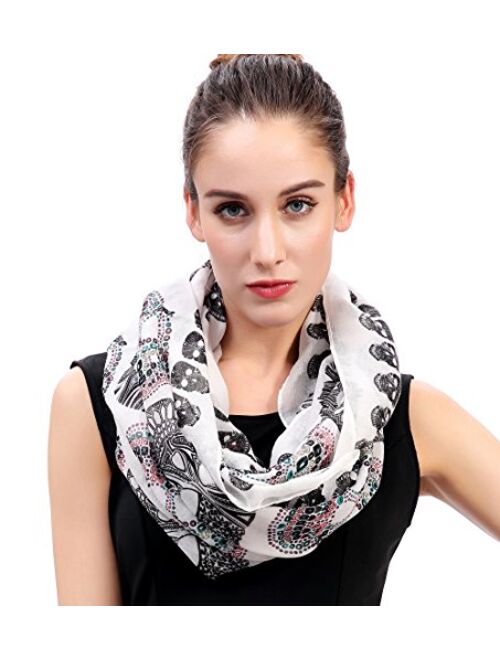 Lina & Lily Sugar Skull Print Women's Infinity Scarf