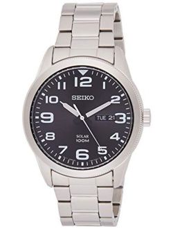 Men's Year-Round Solar Powered Watch with Stainless Steel Strap, Grey, 22 (Model: SNE471P1)