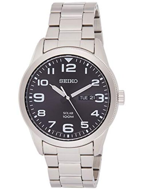 Seiko Men's Year-Round Solar Powered Watch with Stainless Steel Strap, Grey, 22 (Model: SNE471P1)