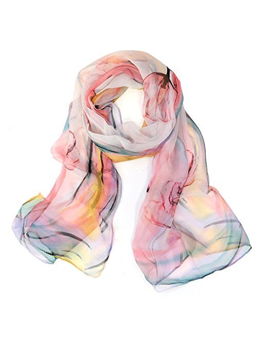 ALLYDREW Beautiful Fashionable Long Chiffon Scarf Hair Wrap Chiffon Head Wrap Lightweight Scarf