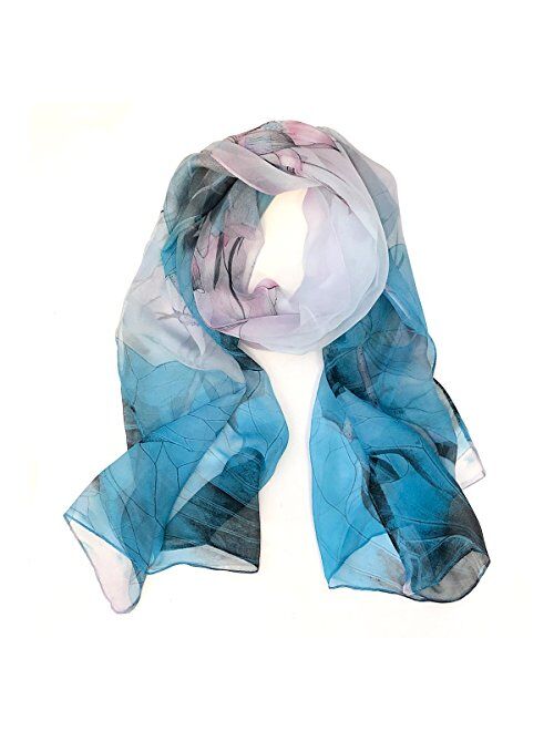 ALLYDREW Beautiful Fashionable Long Chiffon Scarf Hair Wrap Chiffon Head Wrap Lightweight Scarf