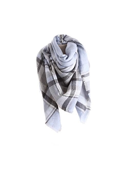 ba knife Women's Fall Winter Scarf Classic Tassel Plaid Scarf Warm Soft Chunky Large Blanket Wrap Shawl Scarves