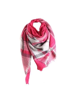 ba knife Women's Fall Winter Scarf Classic Tassel Plaid Scarf Warm Soft Chunky Large Blanket Wrap Shawl Scarves