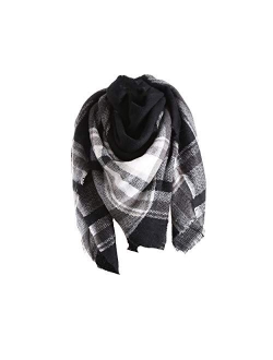 ba knife Women's Fall Winter Scarf Classic Tassel Plaid Scarf Warm Soft Chunky Large Blanket Wrap Shawl Scarves