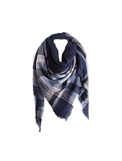 ba knife Women's Fall Winter Scarf Classic Tassel Plaid Scarf Warm Soft Chunky Large Blanket Wrap Shawl Scarves