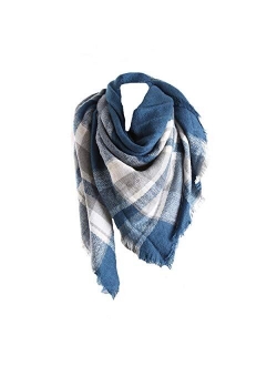 ba knife Women's Fall Winter Scarf Classic Tassel Plaid Scarf Warm Soft Chunky Large Blanket Wrap Shawl Scarves