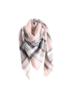 ba knife Women's Fall Winter Scarf Classic Tassel Plaid Scarf Warm Soft Chunky Large Blanket Wrap Shawl Scarves