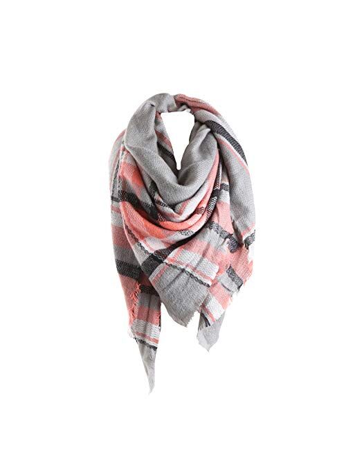 ba knife Women's Fall Winter Scarf Classic Tassel Plaid Scarf Warm Soft Chunky Large Blanket Wrap Shawl Scarves