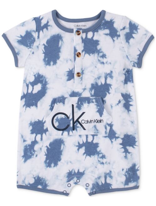 Calvin Klein Baby Boys Tie-Dye Logo Knit Romper