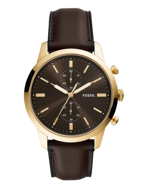 Fossil Men's Townsman Brown Leather Strap Watch 44mm