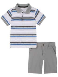 Toddler Boys Stripes Woven Shirt with Twill Short Set, 2 Piece