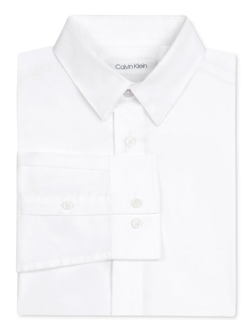 Calvin Klein Big Boys Slim Fit Solid Stretch Poplin Shirt