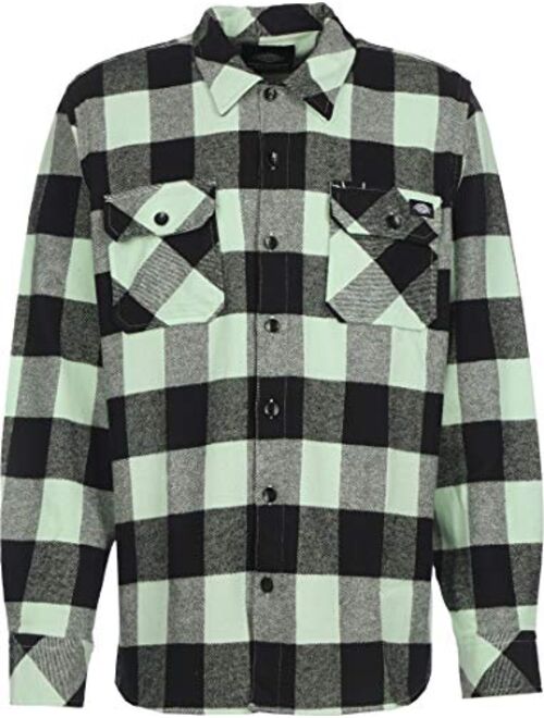 Dickies Mens Sacramento Check Flannel Long Sleeve Shirt Mint Green